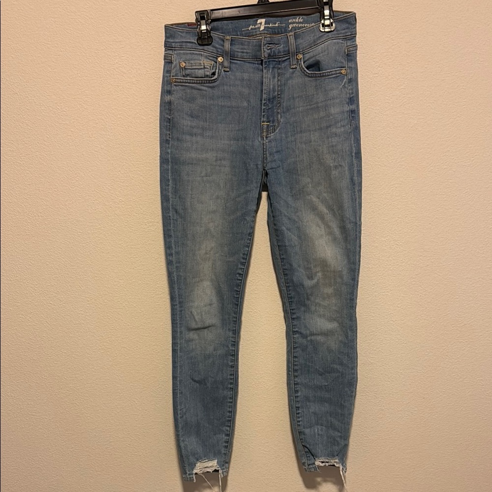 7 For All Mankind Blue Ankle Cropped Jeans